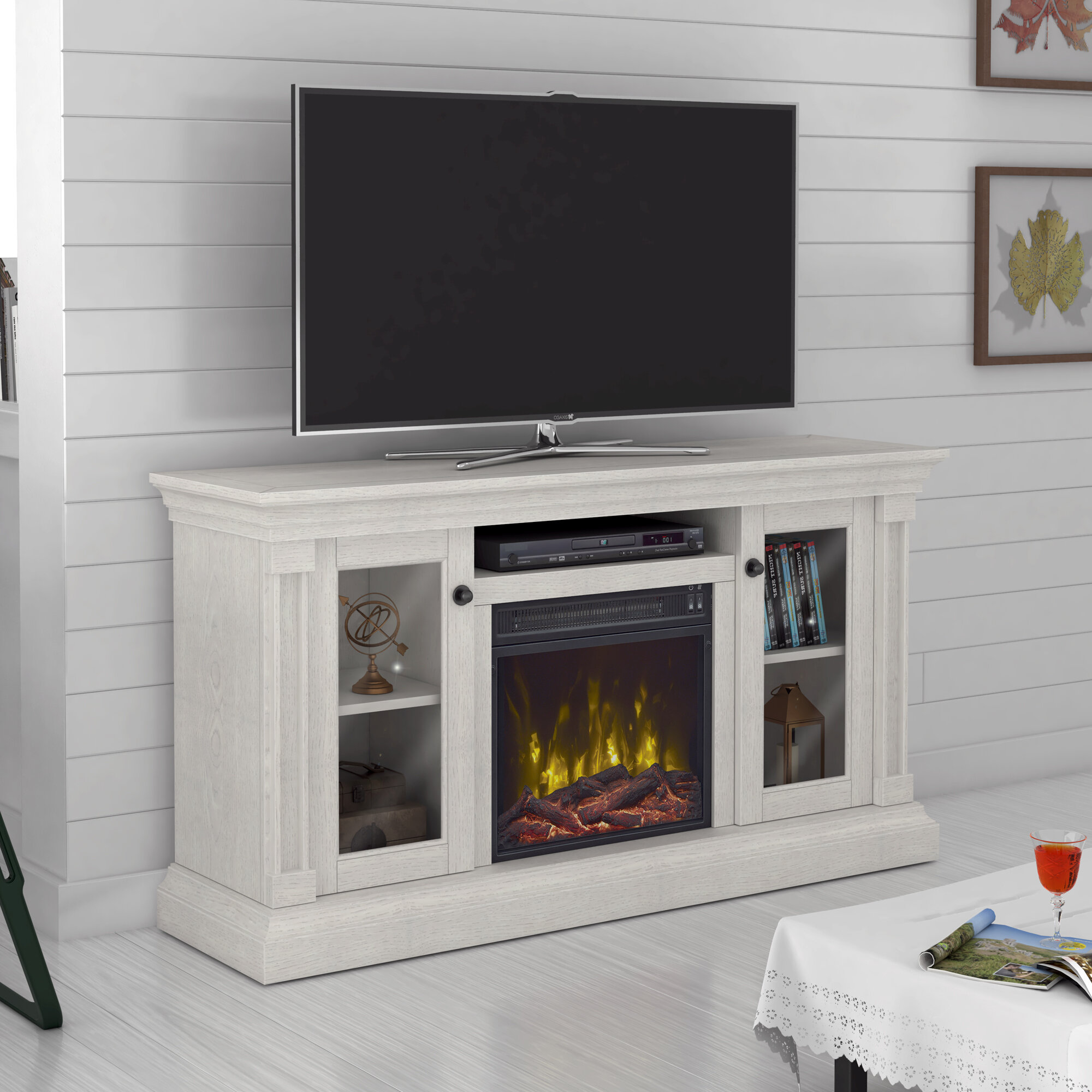 Home Furniture Diy Tv Stand Wood Cabinet Gloss Shelf Glass Upto