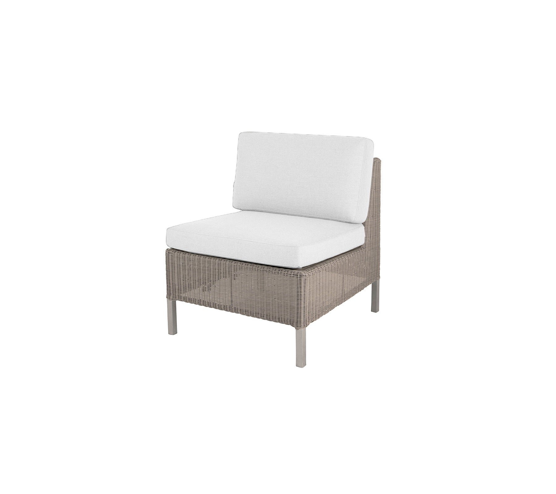 Cane Line Connect Module Patio Armless Chair with Taupe/White Cushions