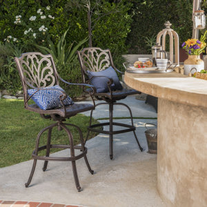 Brownridge Outdoor Cast Aluminum Barstools (Set of 2)