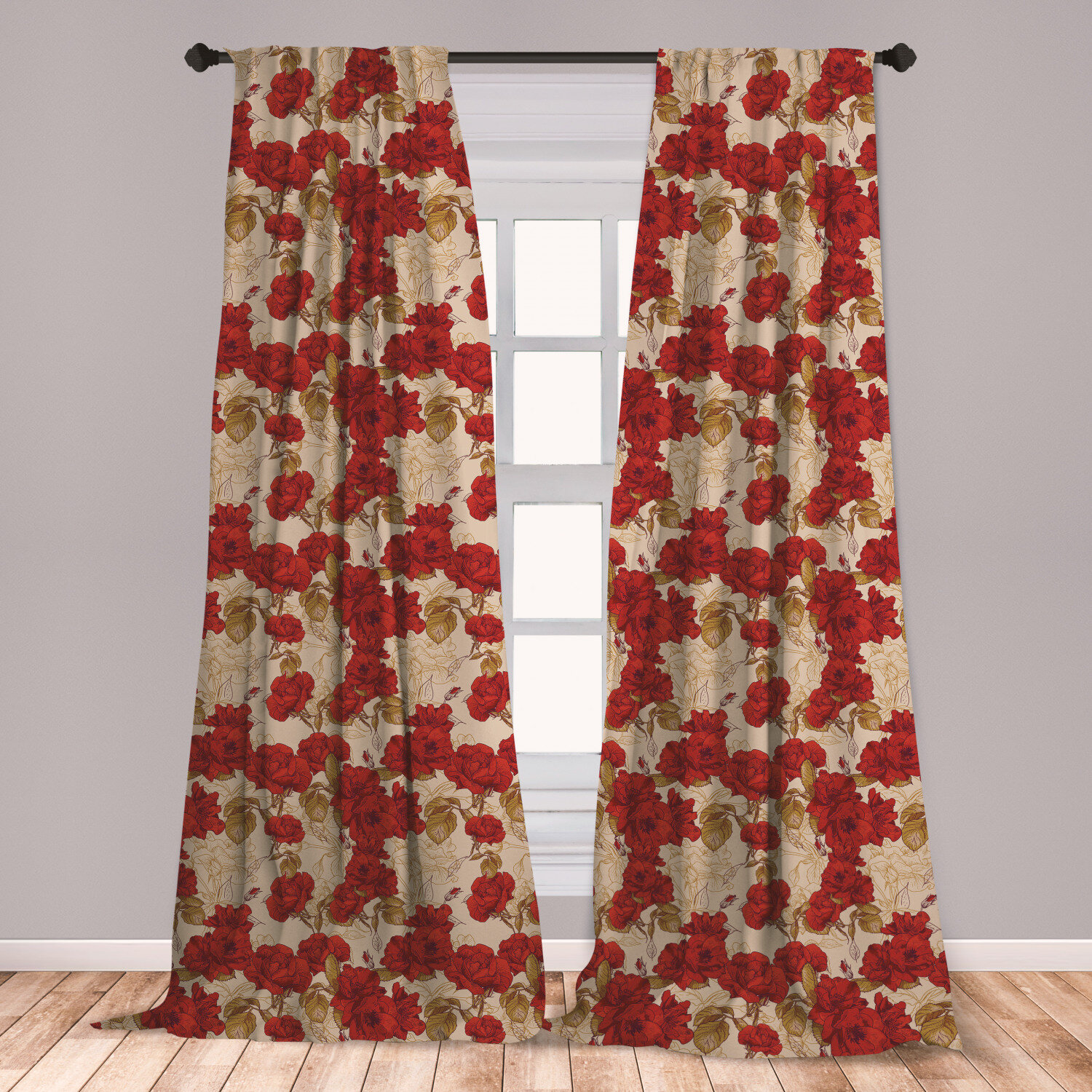 Floral Room Darkening Rod Pocket Curtain Panels