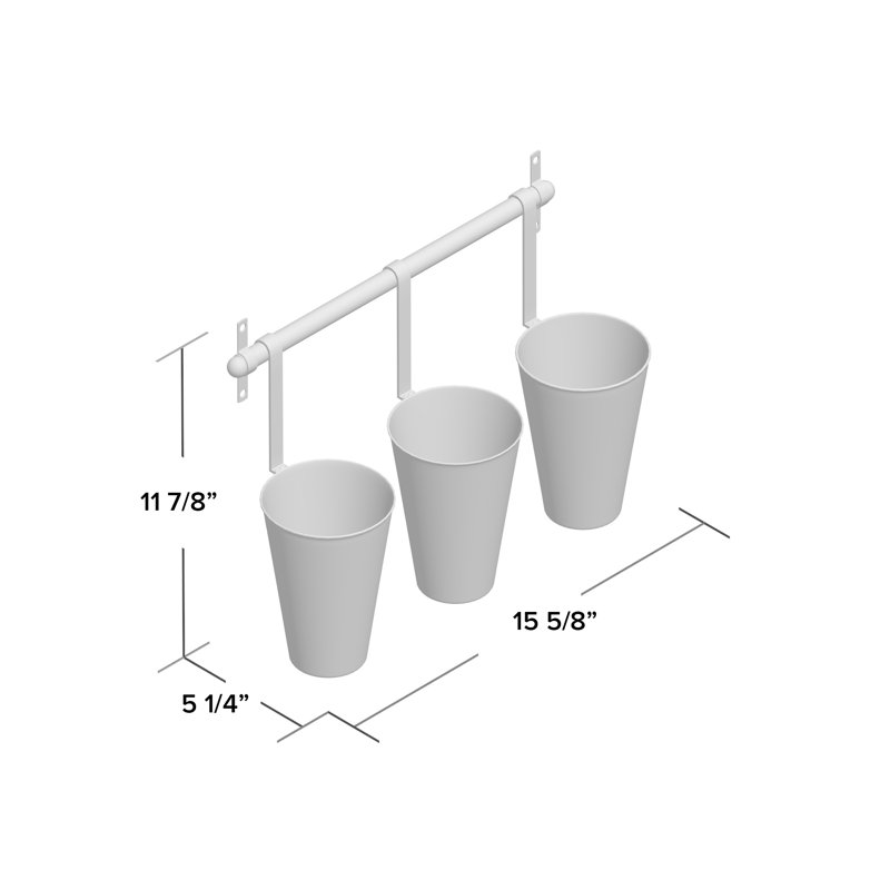 Laurel Foundry Modern Farmhouse Farm Metal Wall Rack And 3 Tin Pot