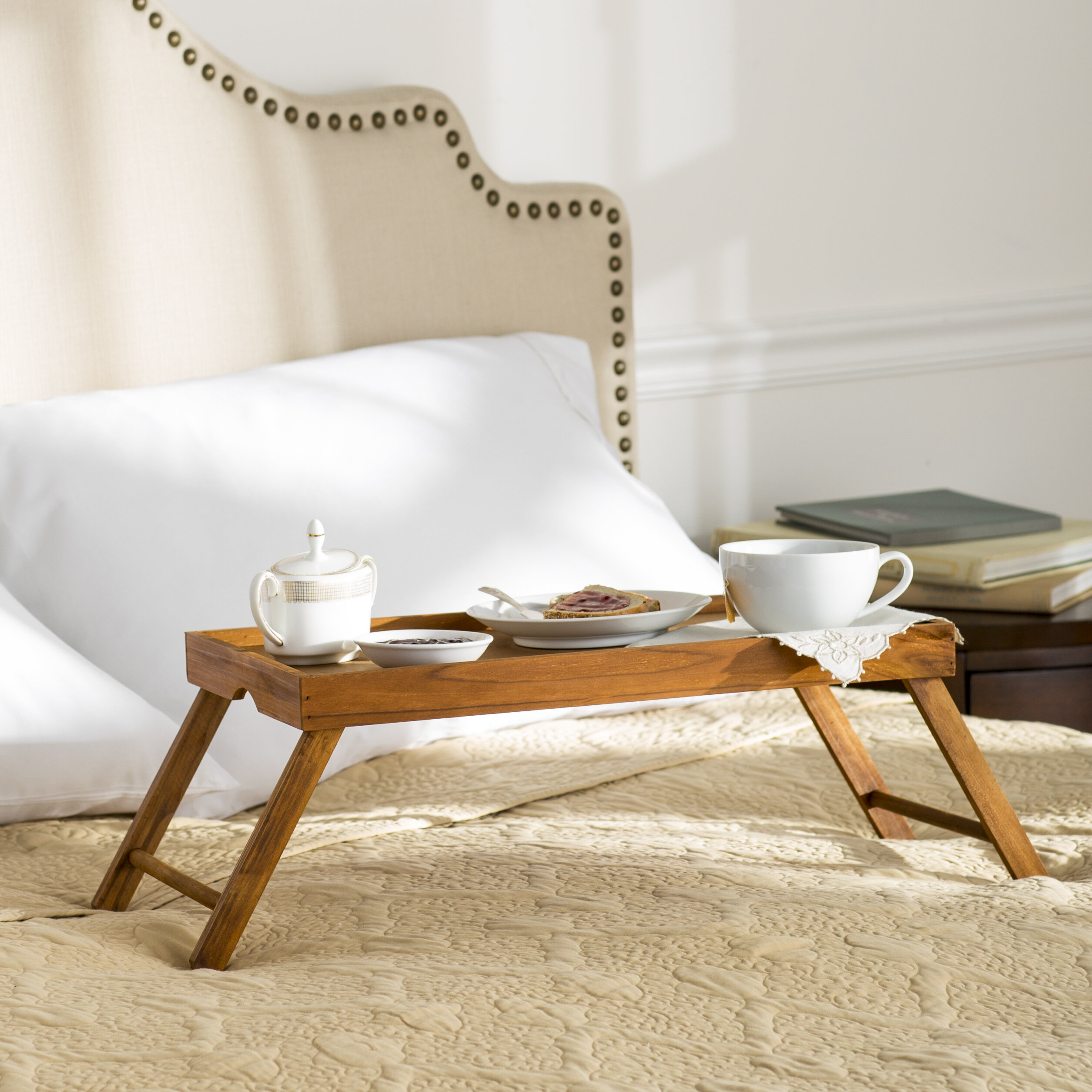White Wood Breakfast-in-Bed Tray 