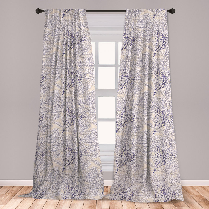 East Urban Home Leaves Floral Room Darkening Rod Pocket Curtain Panels Wayfair