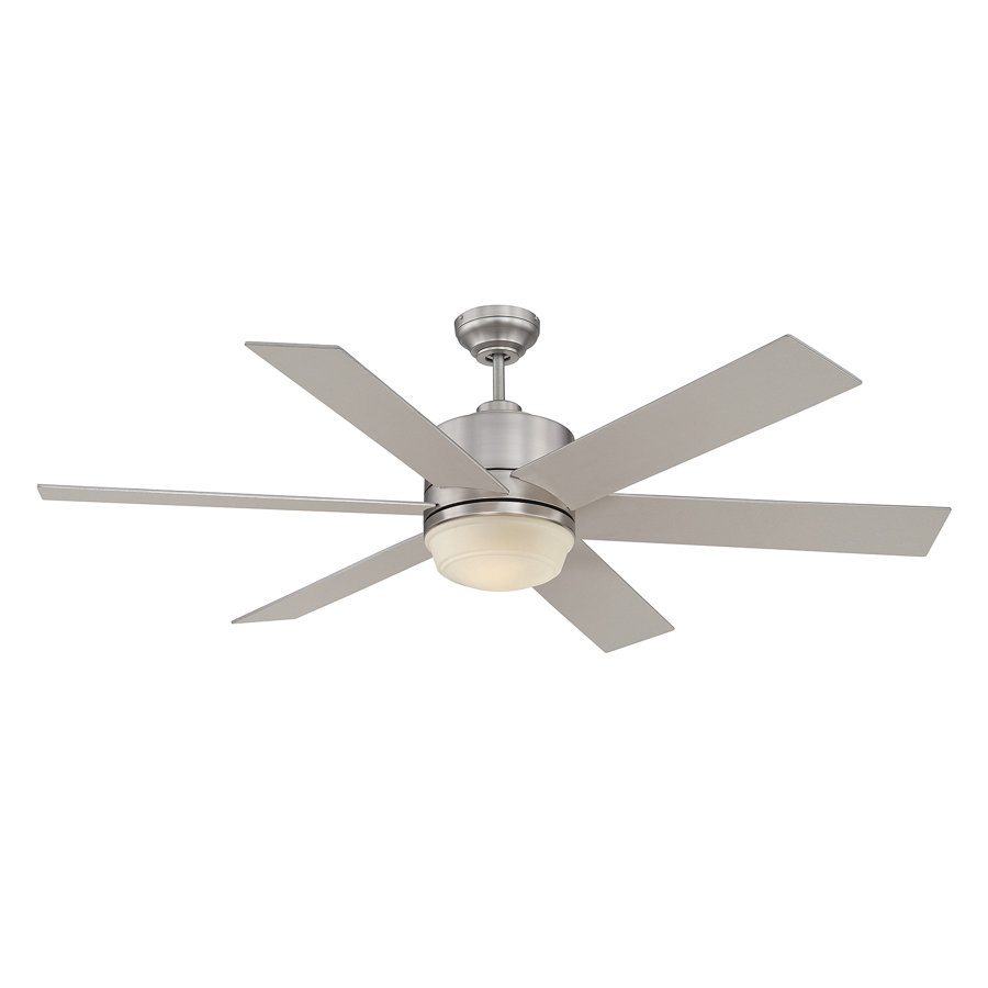 60" 6 - Blade Standard Ceiling Fan with Light Kit Included