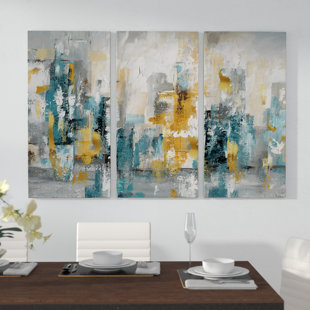 Teal Grey Blue Cool Modern Abstract Framed Wall Art Large Picture Prints 
