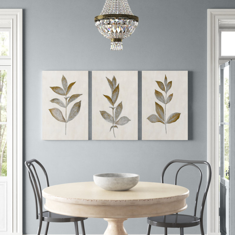 Bronze Leaf I - 3 Piece Wrapped Canvas Print Set Size: 27" H x 54" W x 1" D