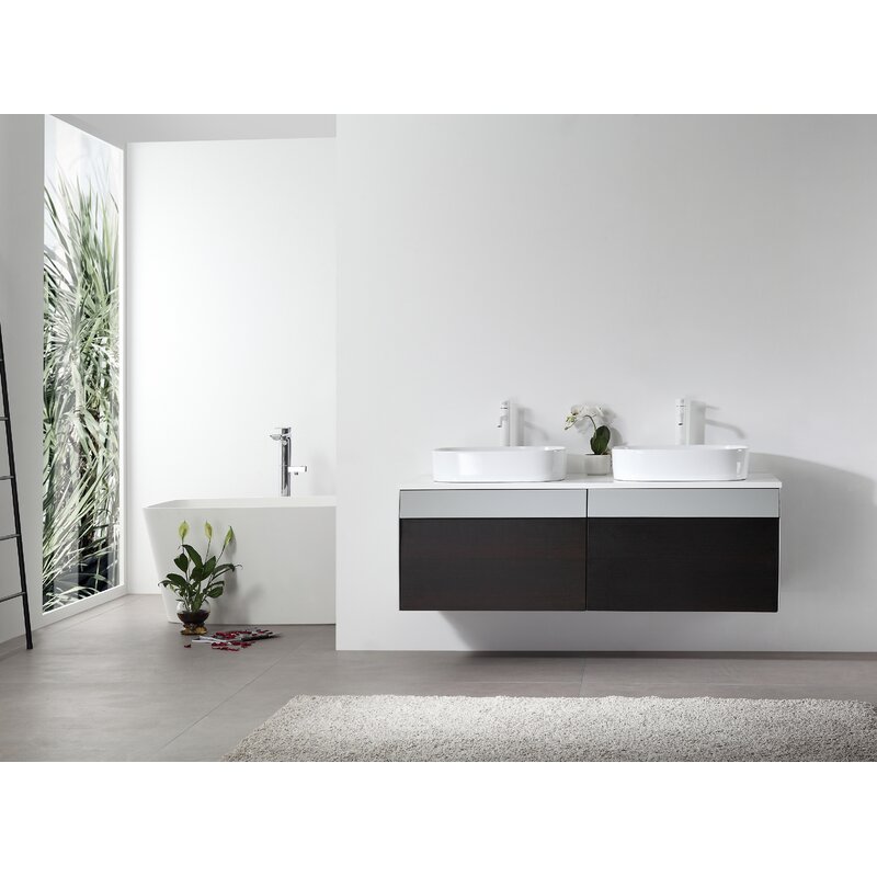 Orren Ellis Saxapahaw 55 Wall Mounted Double Bathroom Vanity Set Wayfair