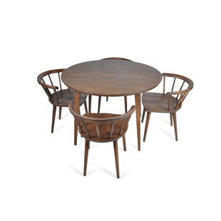 Burgan 5 Piece Solid Wood Breakfast Nook Dining Set