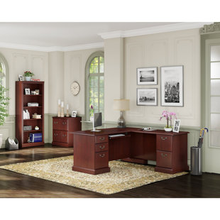 Go to store & view more images Kathy Ireland Office by Bush Bennington 3 Piece L-Shape Desk Office Suite