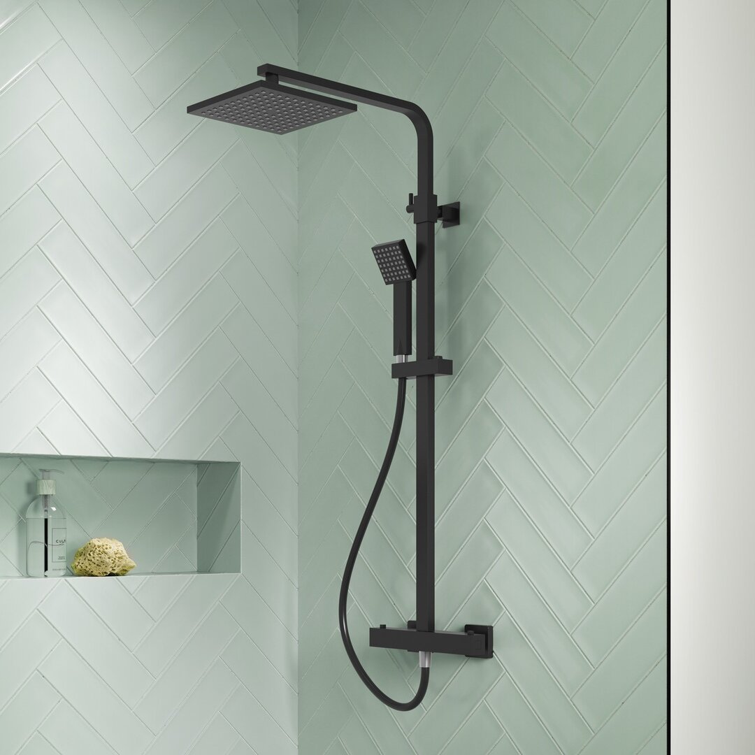 Thermostatic Shower with Dual Shower Head black