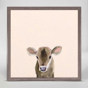 Baby Brown Cow by Cathy Walters Mini Canvas Framed Art