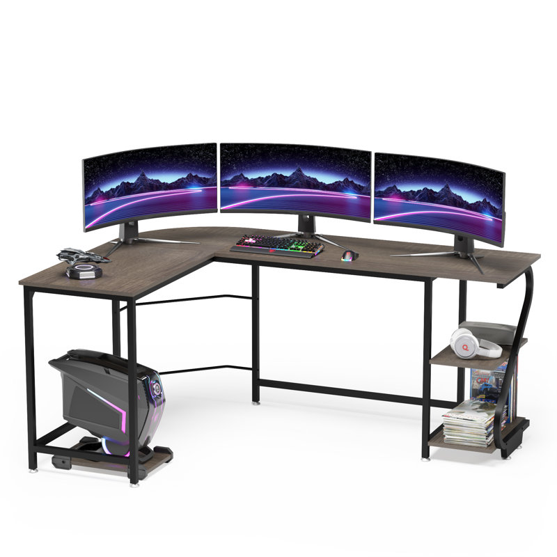 Lantz L-Shaped Metal Base Computer Desk