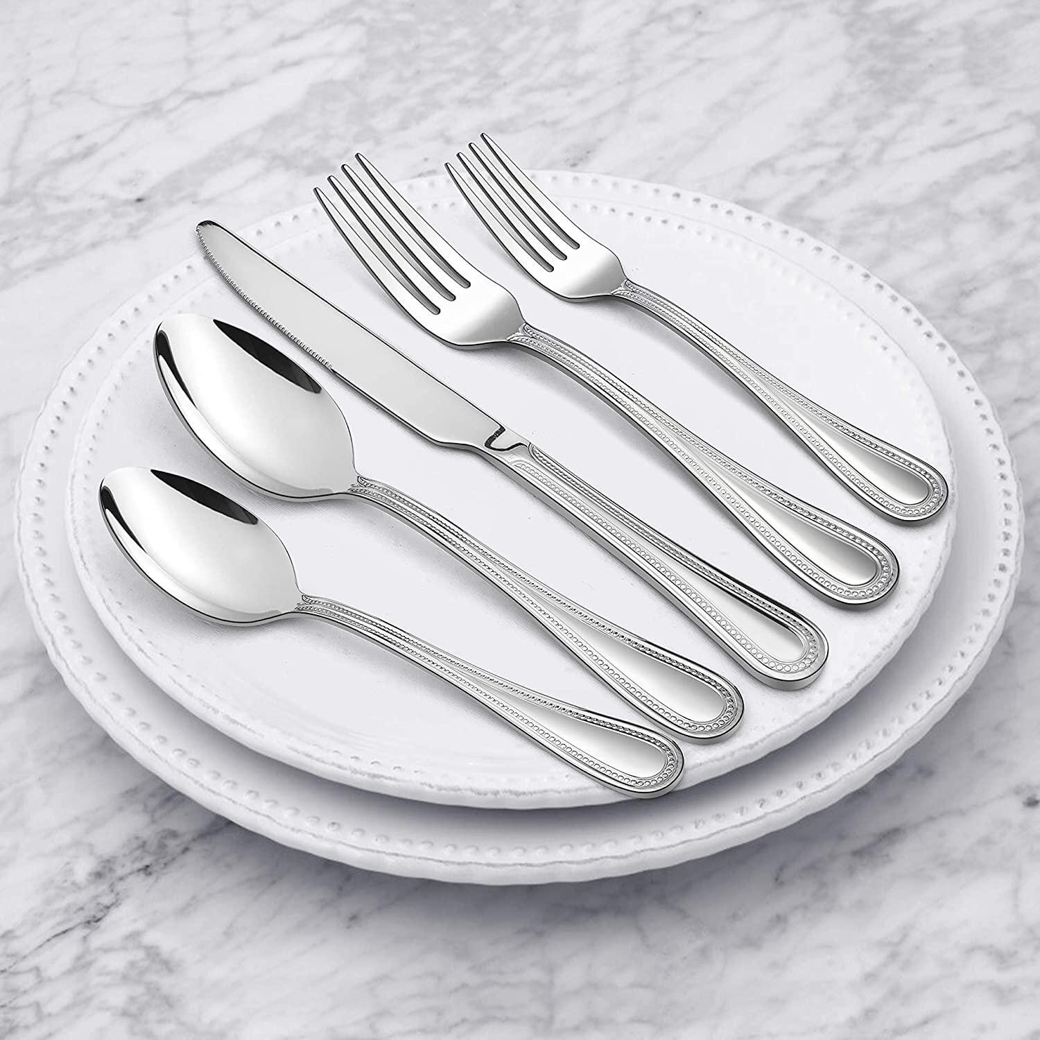 Bead Dessert Forks x 12  Mirror Finish 18/0 Stainless Steel Cutlery 