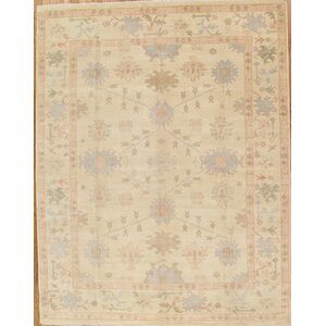 Oushak Hand-Knotted Beige Area Rug