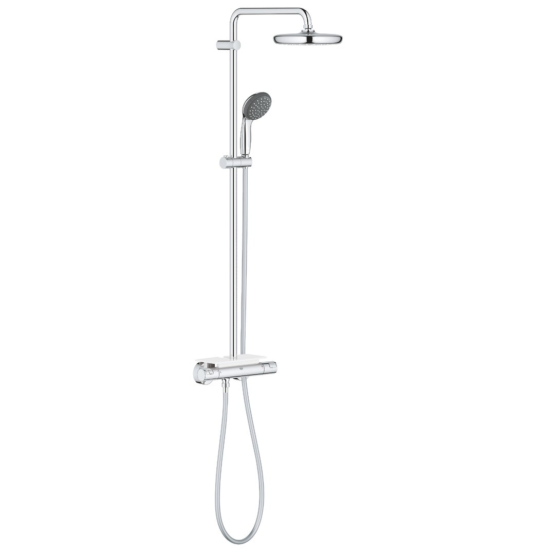 Exposed Mixer Shower Mixer Shower with Dual Shower Head gray