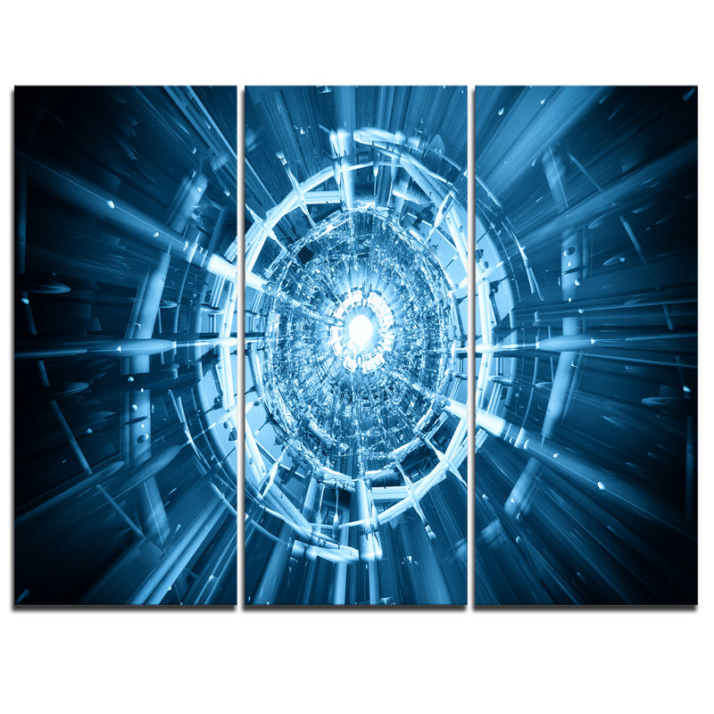 Designart Fractal 3d Deep Blue Spiral 3 Piece Graphic Art On Wrapped Canvas Set Wayfair