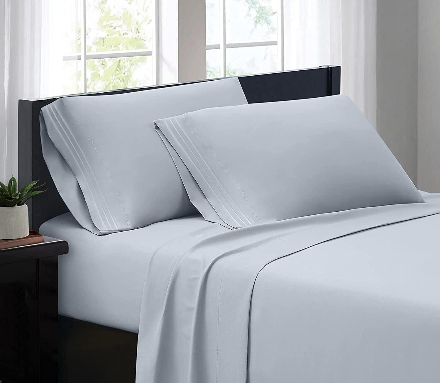 King Size 6-Piece Bed Sheets Set Microfiber 1800 Thread Count Percale 16 Inch Deep Pockets Super Soft and Comforterble King,White 