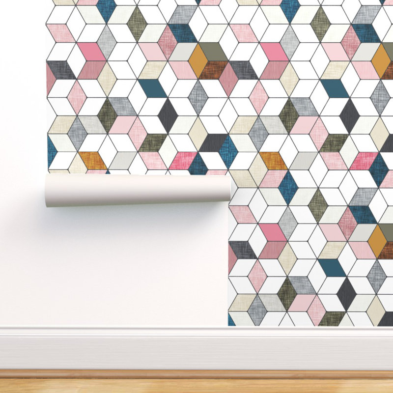 Ebern Designs Geometric Hexagon Peel And Stick Removable Wallpaper