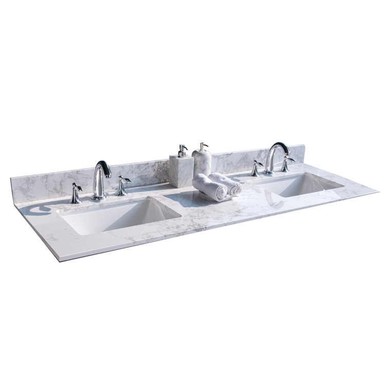 Modern Luxe Furniture 61 Double Bathroom Vanity Top In White With Sink Wayfair