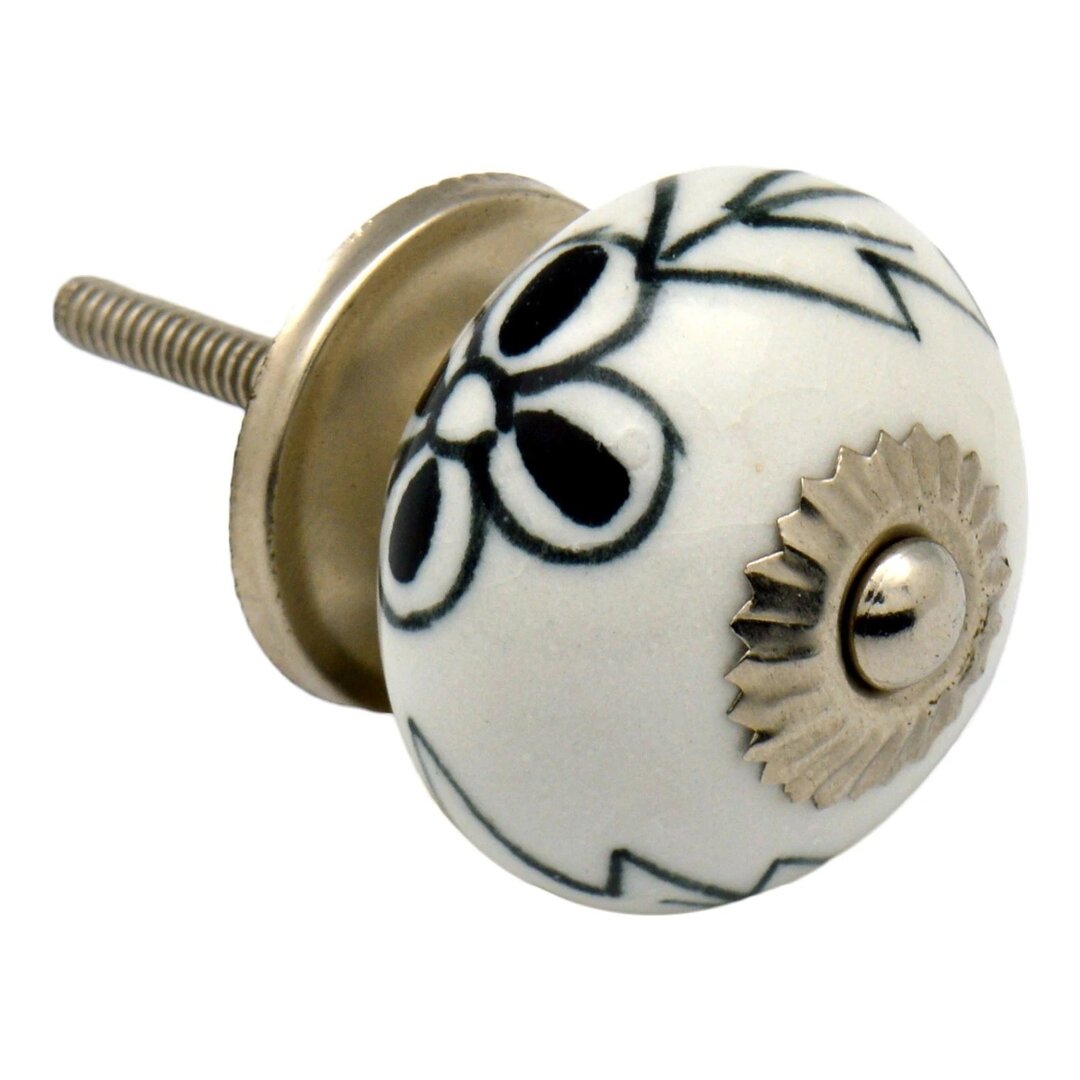 Handpainted 40mm Diameter Round Knob black,white