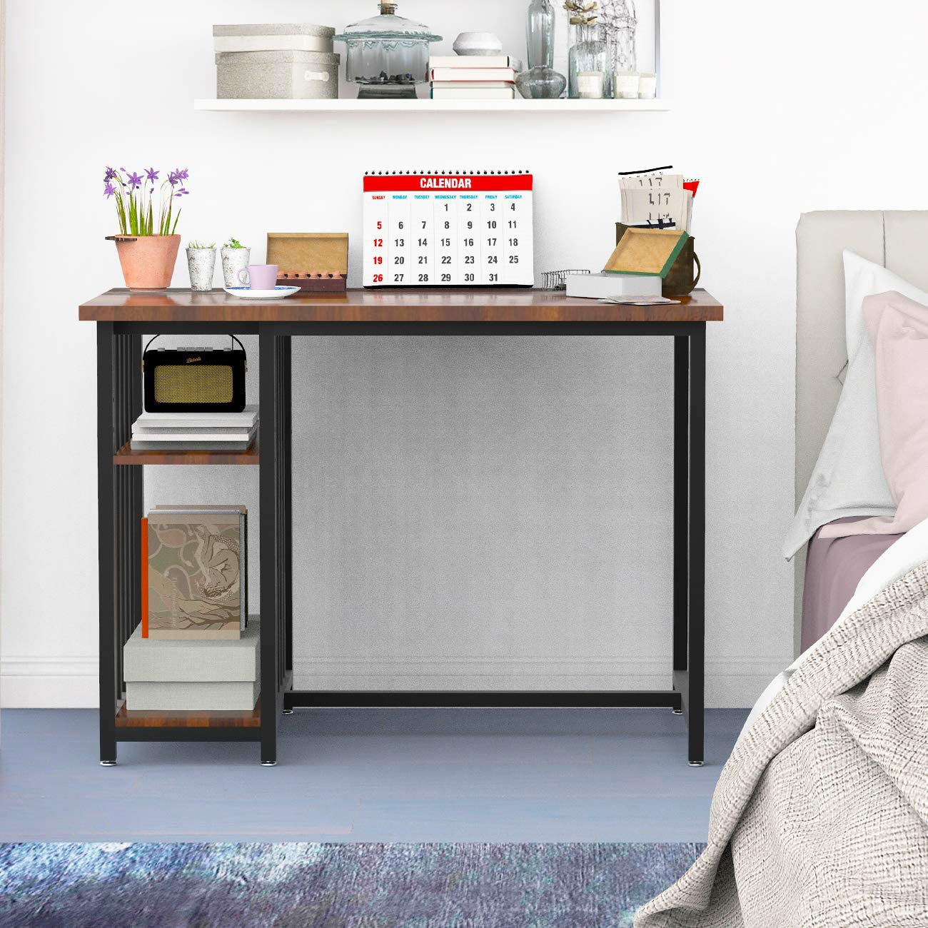 Inbox Zero Computer Desk 41 With 2 Storage Shelves