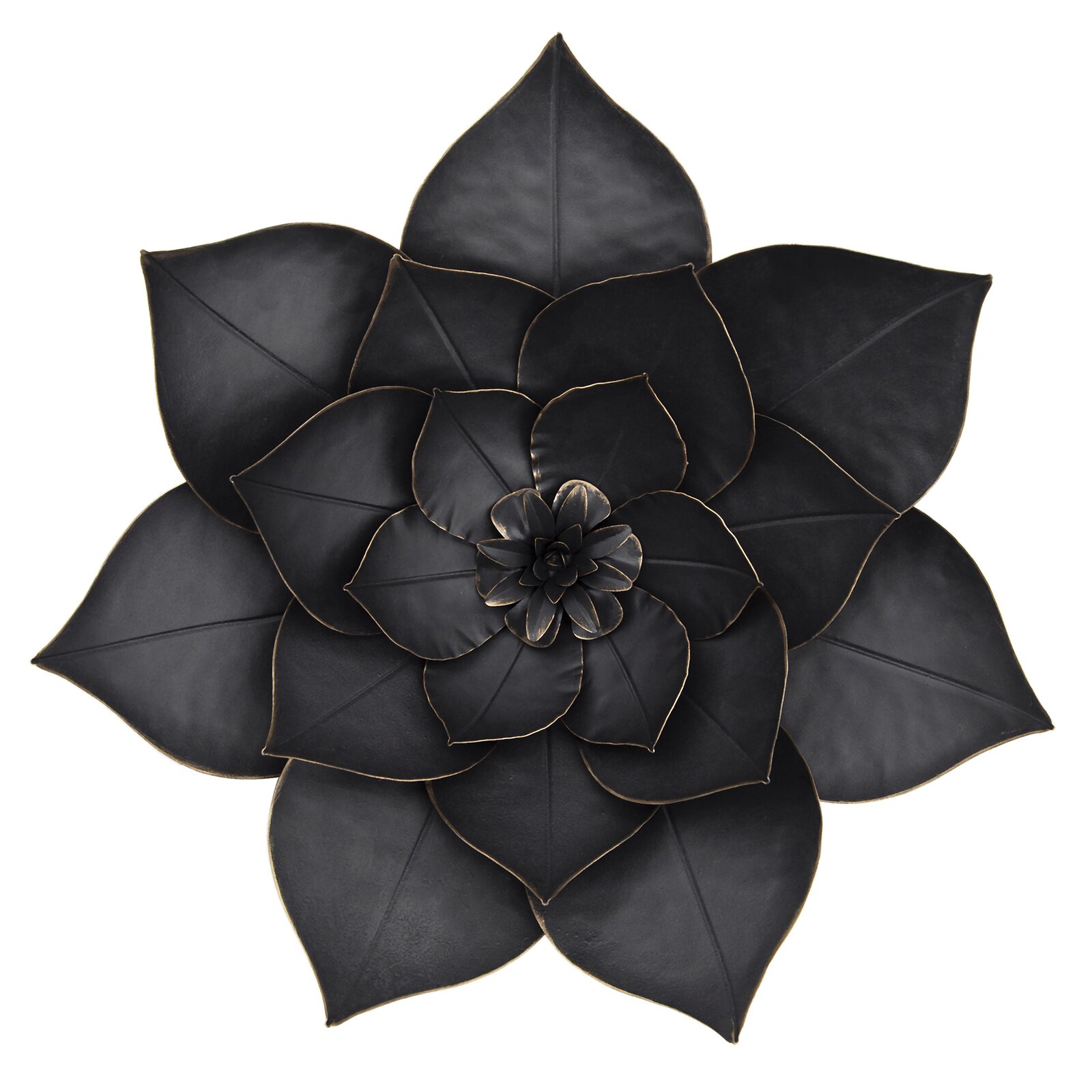 Black Floral Metal Wall Art - Metal Lotus Wall Décor