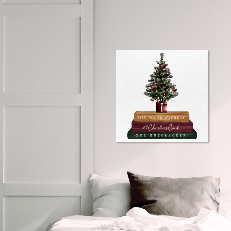 House Of Hampton Christmas Tree And Storytime Books Painting On Canvas Wayfair