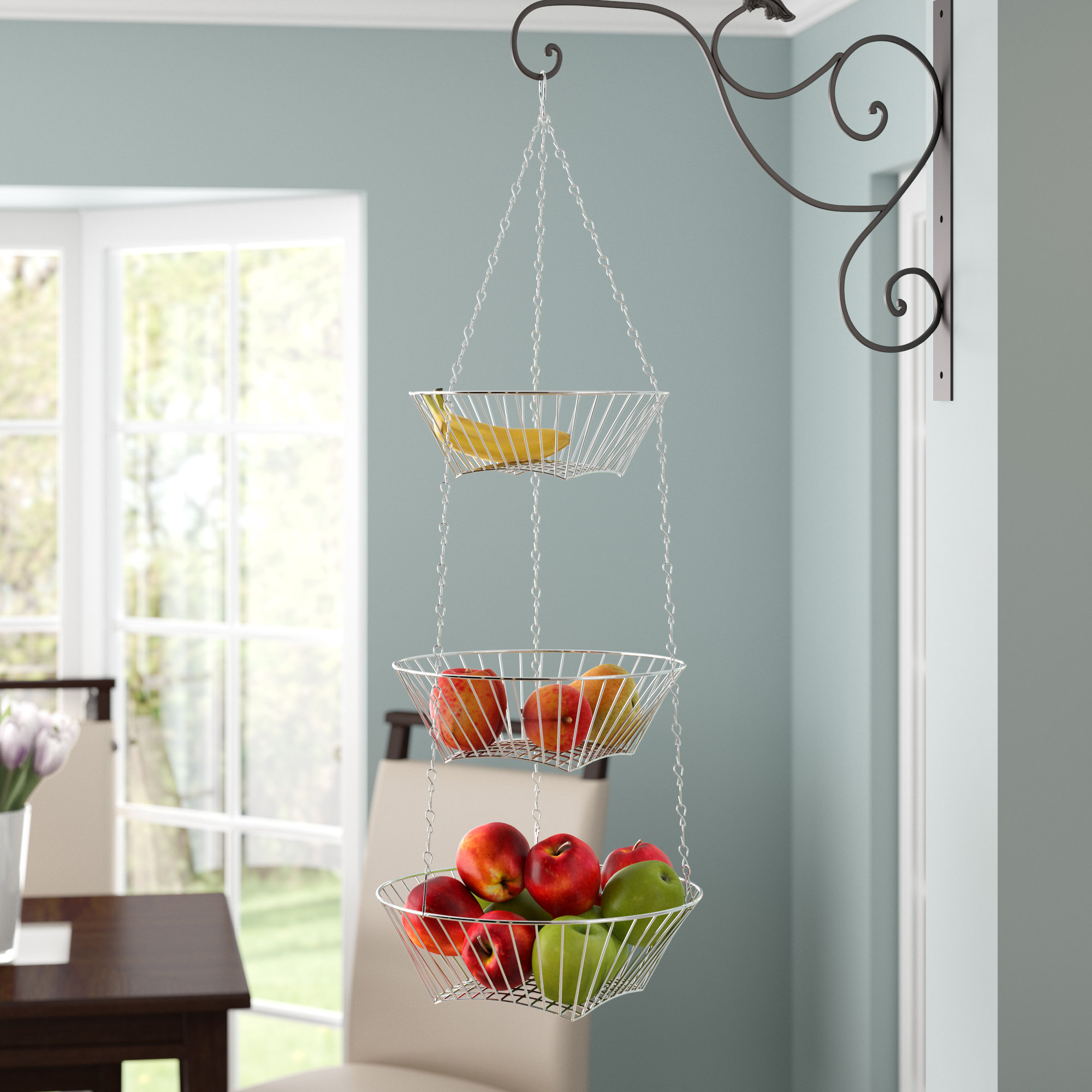 Fox Run Gold 3-Tier Hanging Fruit Basket 48779 - The Home Depot