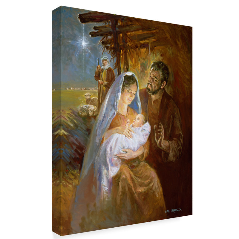 Trademark Art Nativity Hut Oil Painting Print On Wrapped Canvas