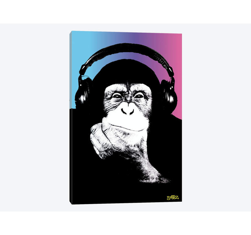 East Urban Home Monkey Headphones Rasta Ii Graphic Art On Canvas