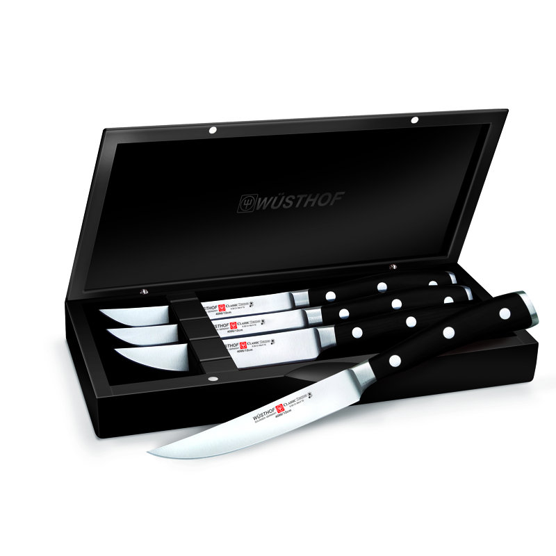 Wusthof Classic Ikon 4 Piece Steak Knife Set In Black Chest Reviews Wayfair
