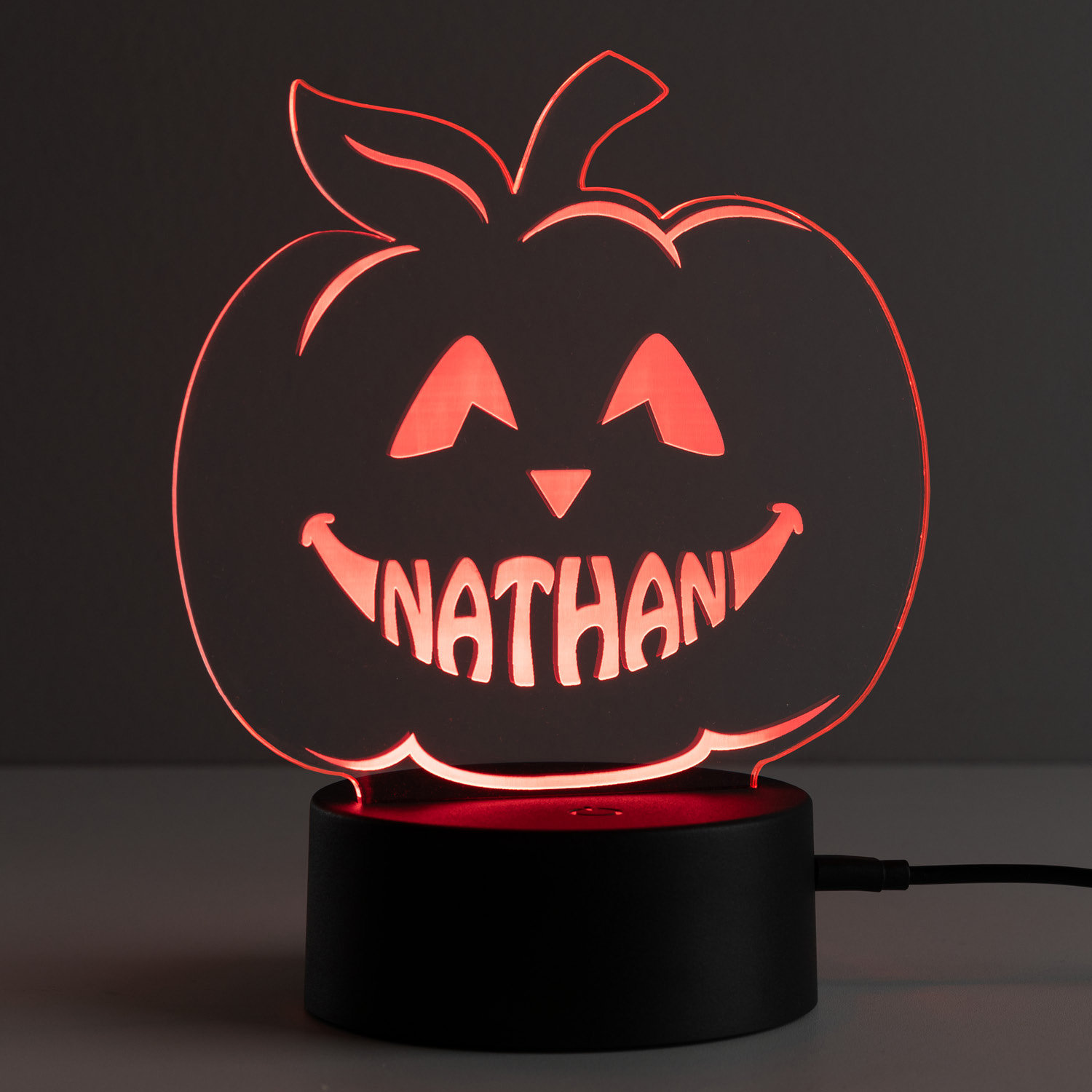 CPS Jack Lantern Pumpkin LED Halloween Night Light with Custom Name Laser Engraved on Acrylic Design Insert | Wayfair