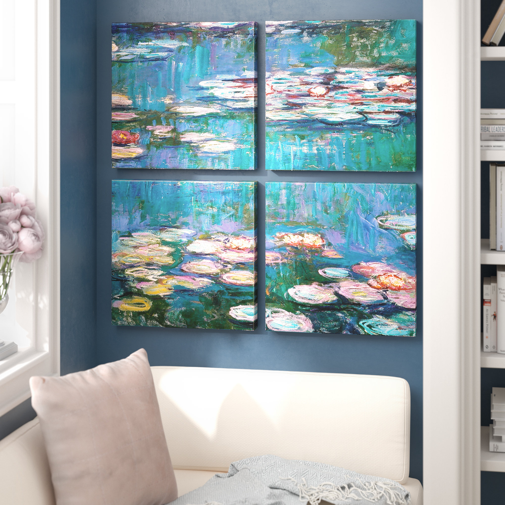 Vault W Artwork Water Lilies By Claude Monet 4 Piece Painting Print On Canvas Set Reviews Wayfair