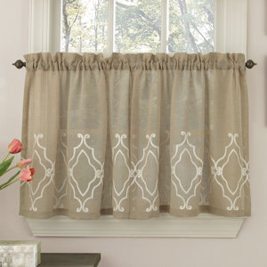Carlyle Stitched Quatrafoil Kitchen Tier Curtains (Set of 2)