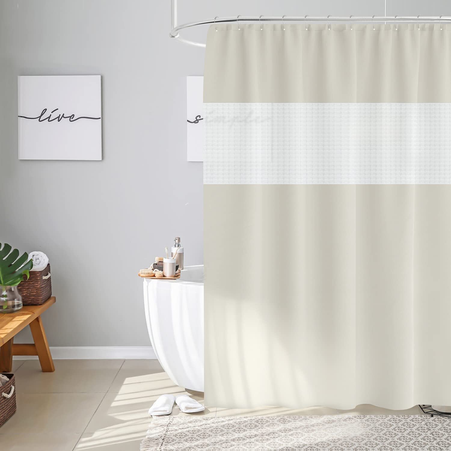 Premium polyester rideau de douche imperméable entretien facile métal œillets & 12 crochets 
