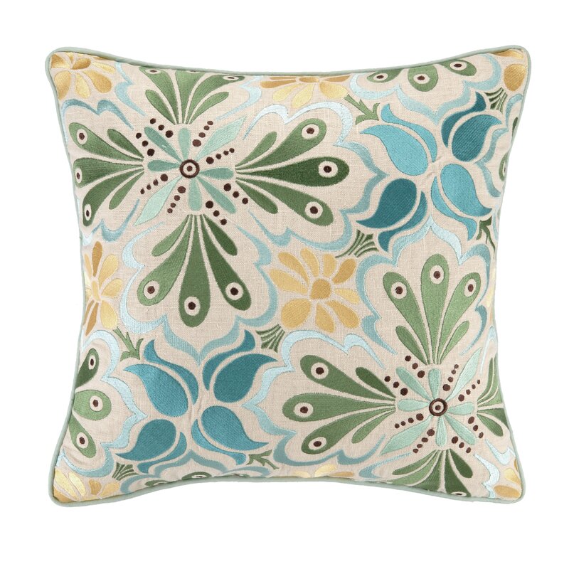 KD Spain Talaverav I Embroidered Linen Throw Pillow | Wayfair