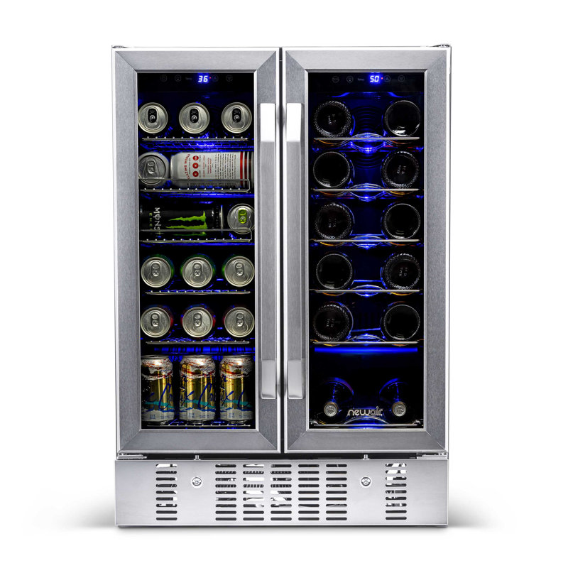 Newair 18 Bottle And 58 Can Dual Zone Freestanding Wine And