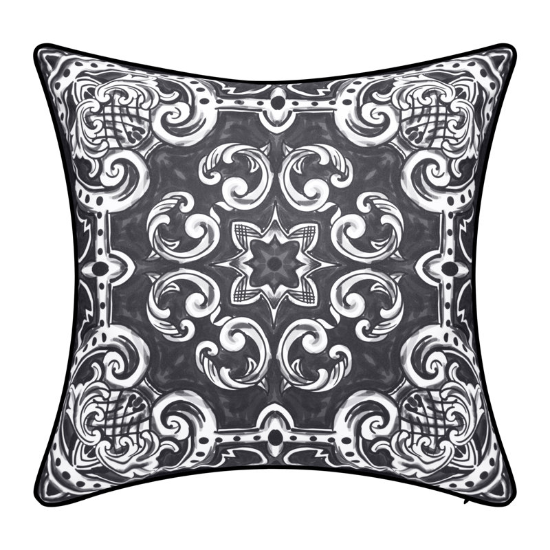 Indoor & Outdoor Alhambra Decorative Pillow Color: Black