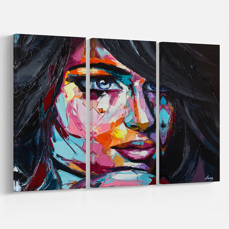 East Urban Home Woman Portrait Wave Of Shadow Oil Painting Print