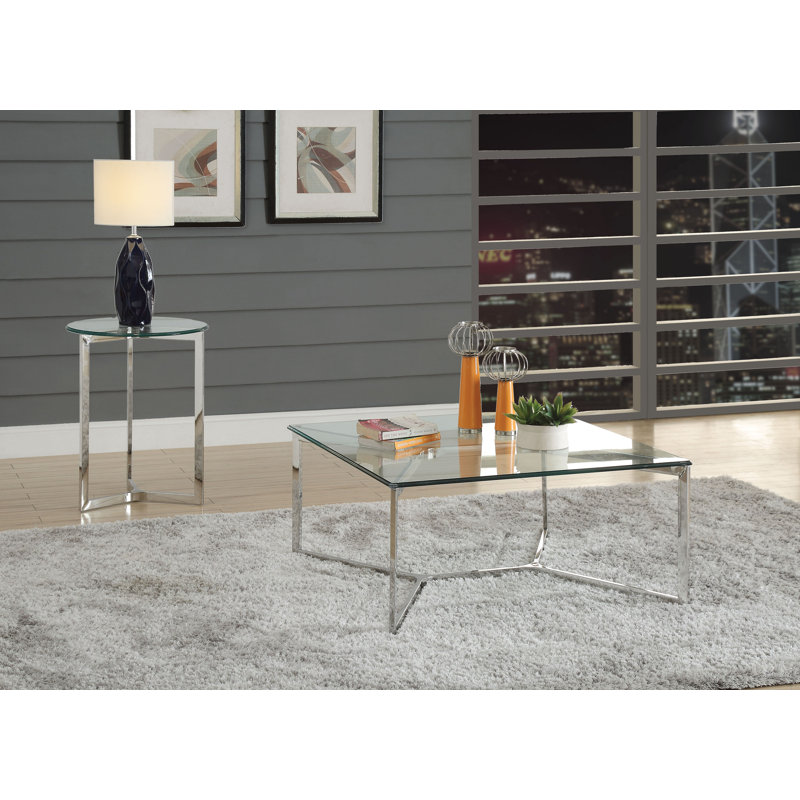 Wrought Studio Mashburn Tempered Glass 2 Piece Coffee Table Set Wayfair