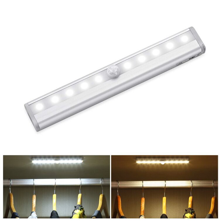 10 LED Portable Wireless Motion Sensor Rechargeable Closet Lamp Night Light New 