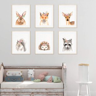 Personalised Boho Nursery Watercolour Woodland Animals Wall Art Print Baby Gift 
