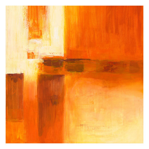 'Composition in Orange and Brown' by Petra Schüßler 1.92m x 1.92m Embossed Matt Peel & Stick Wall Mural East Urban Home