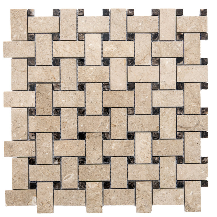 Santorini 0.44" x 0.88" Marble Basketweave Mosaic Tile