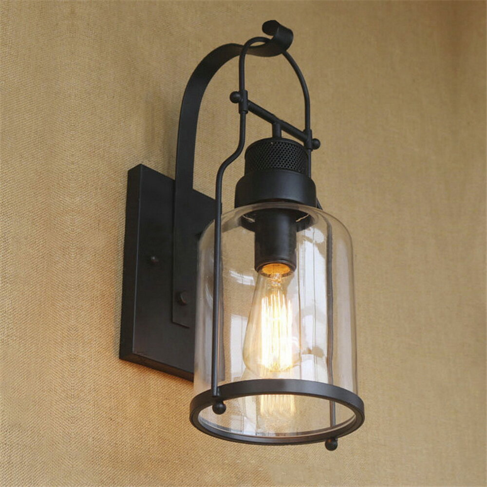 Industrial Rustic Wall Sconces Country Style Glass Shade Outdoor Wall Light 18" 