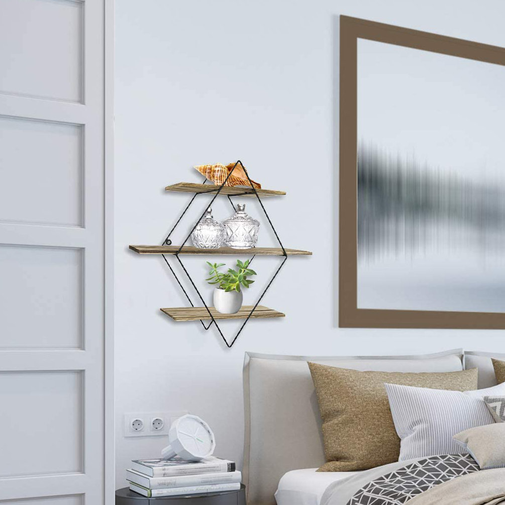 Gracie Oaks Ravsten 3 Piece Diamond Floating Shelf Wayfair