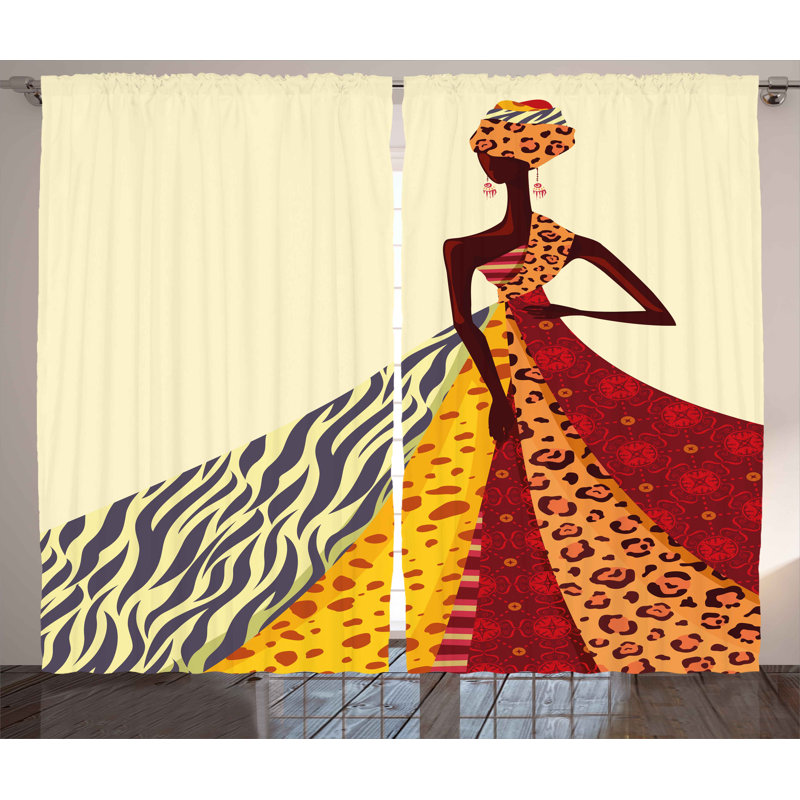 East Urban Home African Girl Décor Graphic Print Room Darkening Rod Pocket Curtain Panels Reviews Wayfair