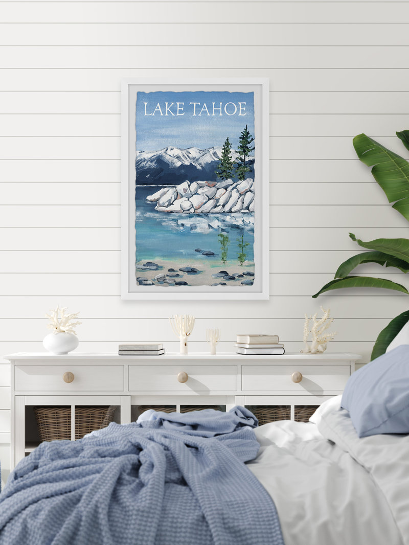 Snow-Capped Mountains in Lake Tahoe - Picture Frame Painting Print on Paper Size: 24" H x 16" W x 1.5" D