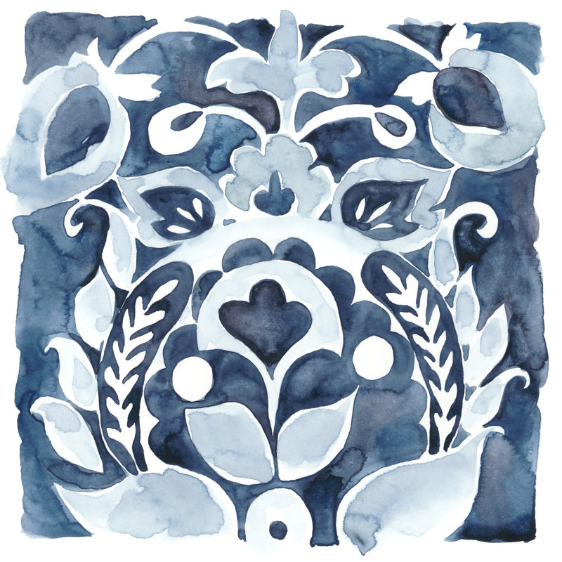 Indigo Ornament Ii Wrapped Canvas Painting On Canvas Joss Main