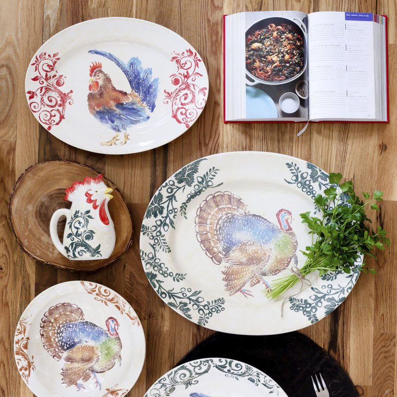 Vietri Gather Rooster Medium Oval Decorative Plate Wayfair